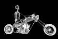 3d rendering of a skeleton biker with x-ray effect